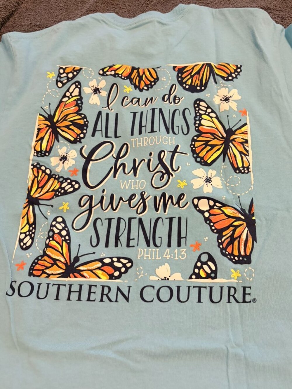 Southern Couture I Can Do All Things Through Christ Tee  Small LN